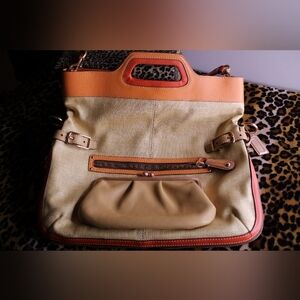 Coach 2008 Bonnie Leather Fold Over Expandable Convertible Tote